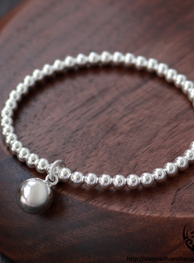 百搭925纯银圆球弹力时尚风手链