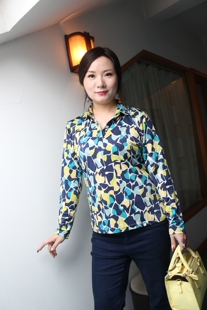 台航中老年女士真丝桑蚕丝翻领春秋长袖上衣