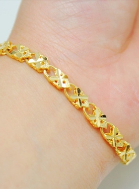 香港金店款镀黄金24k欧币手链