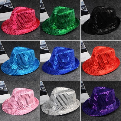 男女礼帽舞蹈表演出黑色亮片帽