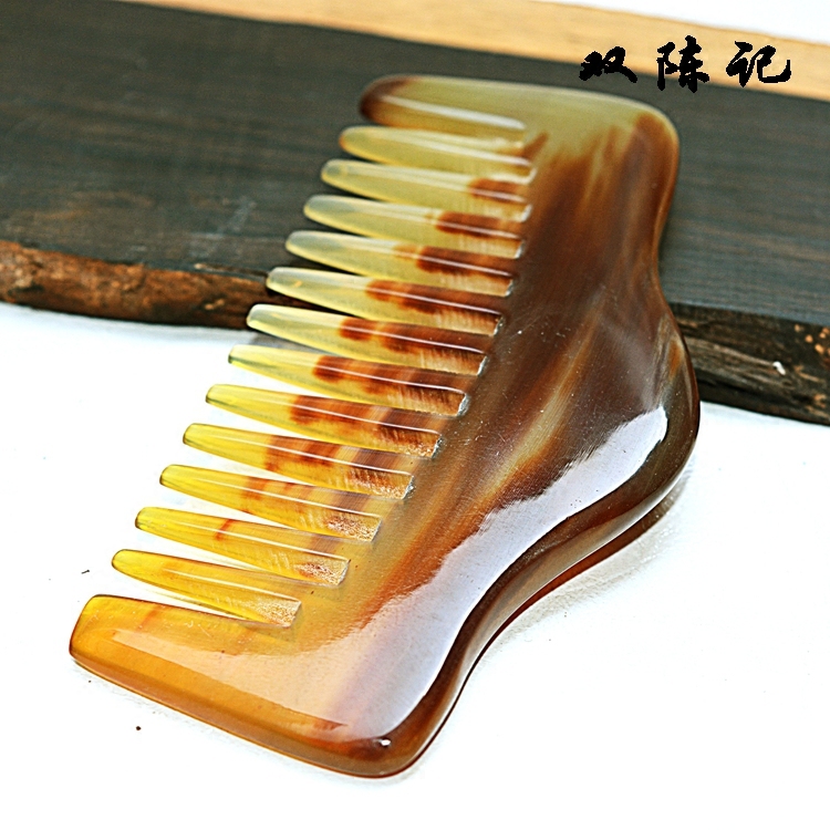 特价正品黄水牛角梳小号便携式随身梳子天然防静电按摩牛角梳宽齿