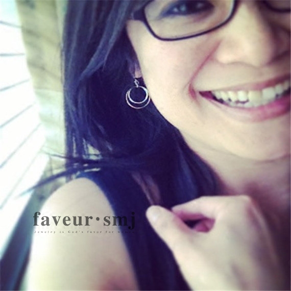 美国设计师包金纯银几何圆圈耳环