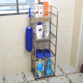 纯不锈钢欧式卫生间置物架，落地浴室置物架，层架毛巾架三四层收纳架