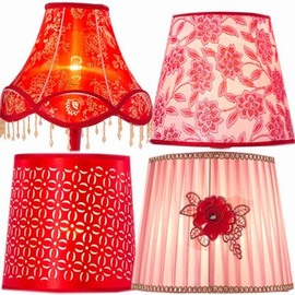 欧式红色粉色花朵布艺灯罩，订做配件落地灯，台灯羊皮外壳灯罩子