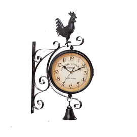 欧式复古双面挂钟时尚客厅双面钟表挂钟客厅大号纯铁艺美式挂钟