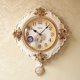 时尚石英钟表欧式挂钟，客厅现代家用大气装饰挂表艺术，挂墙轻奢时钟