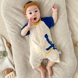 婴儿衣服男宝宝短袖，连体衣夏季薄款半袖，卡通可爱超萌爬服纯棉哈衣