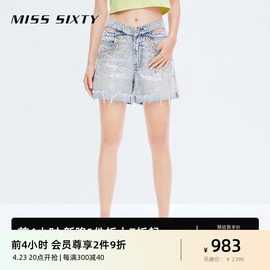 misssixty2023夏季牛仔，短裤女重工性感蝴蝶，腰直筒甜酷