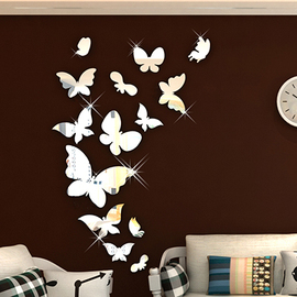 镜面蝴蝶3d立体亚克力墙贴画客厅儿童房间卧室床头背景墙上装饰品