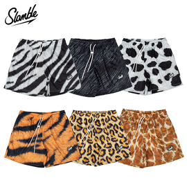 slamble夏季豹纹短裤，男运动裤篮球美式网眼，四分裤宽松潮流