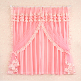 巧致生活公主定制卧室窗帘成品韩式儿童房飘窗，落地窗粉色