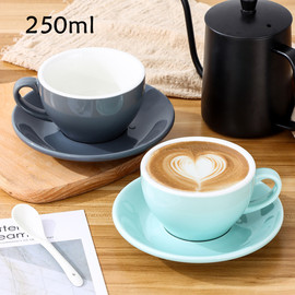 简约创意拉花咖啡杯，花式大口卡布奇诺拿铁意式咖啡，杯碟套装250ml