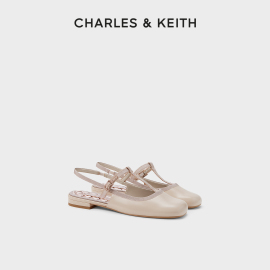 charles&keith24夏ck1-70900515平底方头t字玛丽珍包头凉鞋