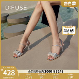 DFuse迪芙斯夏季方头闪钻蝴蝶结拖鞋仙女凉鞋DF32110316