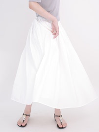 FLOREATELIER超轻纯棉白色A字半身裙女2024法式气质高腰显高伞裙