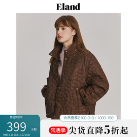 eland衣恋棉衣女冬美拉德甜美风绗棉廓形宽松短款外套保暖