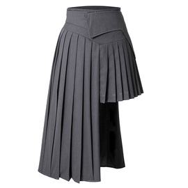 高级灰色不规则百褶裙前短后长高腰，半身裙短裙学院风日系小众设计