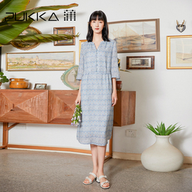 蒲PUKKA 异域风情苎麻连衣裙夏季女装设计感裙商场同款