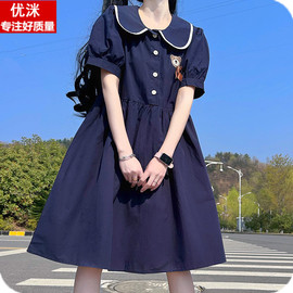 女孩12岁洋气连衣裙夏季学院风小清新短袖裙子，15初中女生韩版宽松