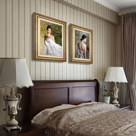 卧室床头装饰画客厅简欧美女人物油画挂画温馨欧式玄关墙壁艺术画
