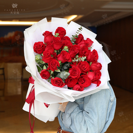七夕红玫瑰花束33朵礼盒杭州同城配送鲜花速递生日礼物送花告白