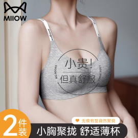 猫人无痕内衣女小胸聚拢提拉收副乳防下垂美背运动薄款显大文胸罩