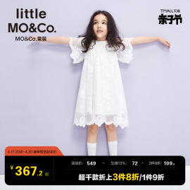 littlemoco童装夏装女童短袖，连衣裙刺绣娃娃，裙公主裙儿童裙子