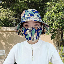 防晒帽子女款，2024遮阳口罩户外防紫外线透气夏季一体护颈面罩
