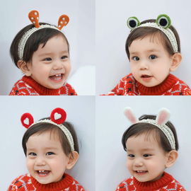 秋冬圣诞麋鹿新生儿婴儿童女宝宝发饰青蛙头饰小发带可爱动物水果