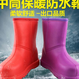 高档冬季加绒泡沫棉雨鞋女士防滑彩色防寒保暖棉水鞋水产养殖冷库