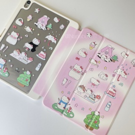 nanabear奈奈熊原创HelloKitty适用于苹果ipadair5苹果保护壳2022ipad10亚克力磁吸保护套2020pro11笔槽款