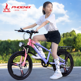 凤凰儿童自行车6-14岁女孩，中大女童碟刹变速男孩，小学生脚踏山地车
