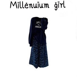 单件套装2023秋季女装街头字母印花长袖上衣豹纹半身裙两件套