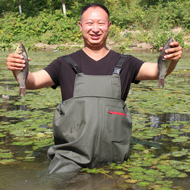 下水裤防水裤加厚耐磨连体，捕鱼衩裤半身男女赶海防水衣服水鞋雨裤