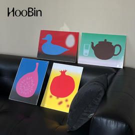 HooBin 家居装饰挂画微喷 背板塑封石榴无花果鸭子蛋茶壶 多巴胺