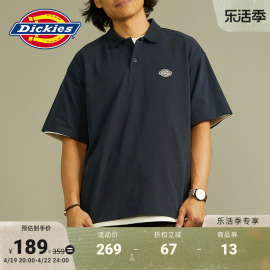 Dickies 春夏 工装男女情侣翻领logo短袖复古运动Polo衫宽松