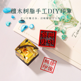 檀木树脂胎毛纪念自制diy胎发脐带印章男女宝宝定制百天满月礼物