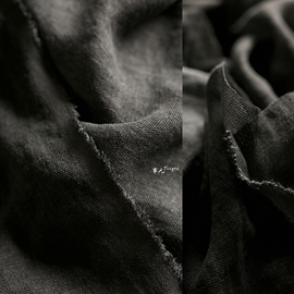 事儿 炒色苎麻布料—100%麻复古做旧面料 粗麻纱炭灰色设计师面料