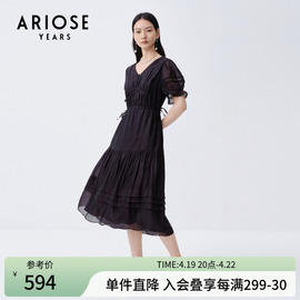 艾诺丝雅诗夏季时尚，高腰镂空设计全棉平纹连衣裙20519041