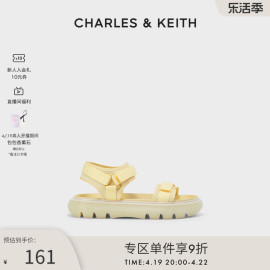 charles&keith女鞋，ck1-70380942女士简约魔术，贴厚底凉鞋