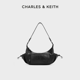 charles&keith春夏女包，ck2-20782270尼龙拉链口袋腋下包机车(包机车)包女