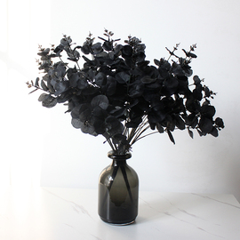 仿真黑色尤加利花玫瑰花创意，拍摄道具ins北欧金钱，叶假花把束装饰