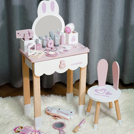 儿童梳妆台小女孩过家家仿真公主，宝宝木质化妆桌，玩具女童生日礼物