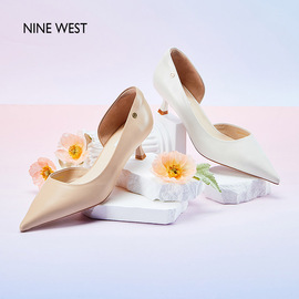 Nine West/玖熙小蛮腰尖头浅口侧空凉鞋2024春职业高跟鞋女