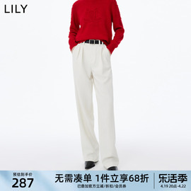 LILY2024春新装女装通勤款宽松垂感显瘦高腰阔腿西装休闲裤拖地裤