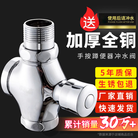 厕所冲水阀手按式蹲便器，按压冲洗阀卫生间，延时阀门开关大便池蹲坑