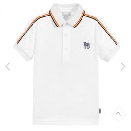 夏季男童中大童黑白色，彩色条纹小马克纯棉短袖，polo网球t恤衫