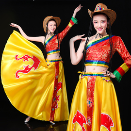 蒙古族藏族演出服装女成人康定情歌少数民族儿童藏式舞蹈表演