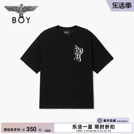 boylondon潮牌短袖男女同款春夏，经典撞色印花宽松t恤n01702