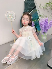 小女孩白色公主裙女童夏款连衣裙2023洋气宝宝夏季女孩夏装裙